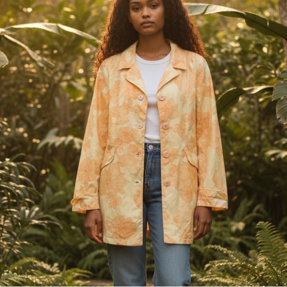 bill blass Jackets & Blazers - Bill Blass Large Orange/Peach trench/raincoat NWOT Cotton/Polyester
